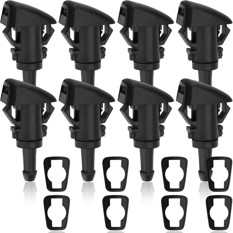 DWARFOO 8 PCS Front Windshield Washer Nozzles, Washer Spray Jet Kit Fit for Chrysler, Dodge, Replaces OEM #: 4805742AB / 5113049AA / 55077460AA / 5303833AA / 5116079AA - Image 1